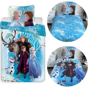 Disney - Frozen - Dekbedovertrek - Blauw - 160x200 cm + 70x80 cm - 100% Katoen