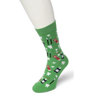 Bonnie Doon Dames Sokken met Tandarts Print maat 36/42 Groen - Thema Sokken - Tandheelkunde - Mondhygienist - Cadeau Sokken - Word je Happy en vrolijk van - Zacht Katoen met Gladde Teennaad - Comfortabel - Perfect Cadeau - Kelly Green - BT991107.258