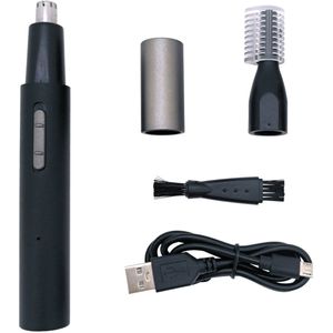 Ontharingsapparaat voor vrouwen - Unisex neus- en oorhaartrimmer - 2-in-1 pijnloze wenkbrauwtrimmer - USB-oplaadbaar - Draagbaar, waterdicht apparaat voor gezichtshaarverwijdering - Zwart