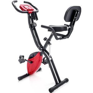 Merax Hometrainer met 10 Weerstandsniveaus - Opvouwbare Fitnessfiets - X-Bike - Fitness Fiets - Inklapbare Hometrainer - Rood