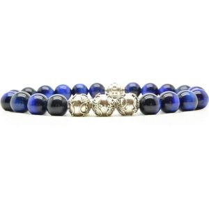 Beaddhism - Armband - Blauwe Tijger - Zilver - Eva 3 - 8 mm - 22 cm