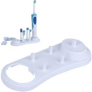 2-In-1 Elektrische Tandenborstel & Opzetborstelhouder Geschikt Voor Oral B - Staande Houder Voor Oplader, Elektrische Toothbrush & 4 Opzetborstels - Wit