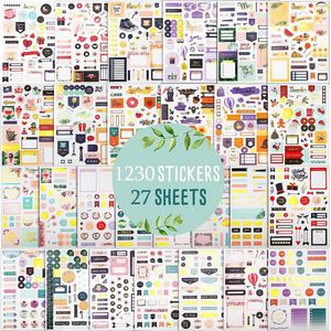 Bullet Journal Stickers, 27 Vellen/1230+ Stuks Stickers voor Kalender, Stickers Bullet Journal voor Maanden, Werk Planning Budget en Planner, Bullet Journal Accessoires