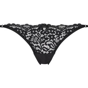 Hunkemöller Dames Lingerie String Rose - Zwart - maat XL