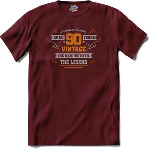 90 Jaar vintage legend - Verjaardag cadeau - Kado tip - T-Shirt - Dames - Burgundy - Maat XXL