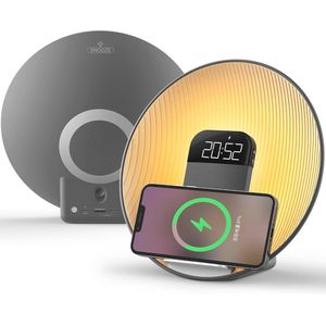Wake-up Light met Zonsopgangsimulatie en Draadloos Opladen – Natuurlijke Geluiden en Bluetooth-luidspreker voor Baby's