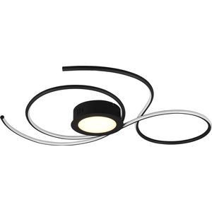 LED Plafondlamp - Plafondverlichting - Torna Jivino - 48W - Aanpasbare Kleur - Dimbaar - Rond - Mat Zwart - Aluminium