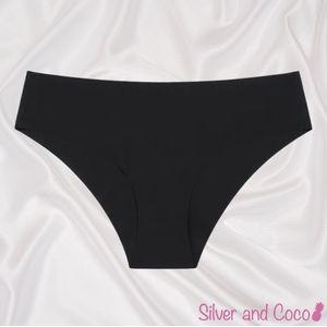 SilverAndCoco® - Naadloze Onderbroek / Seamless Broekje Dames / Zacht Brazilian Slipje / Naadloos Stretch Ondergoed Vrouw / Hipster Dames Lingerie Broekje Slip Black - Zwart / Small