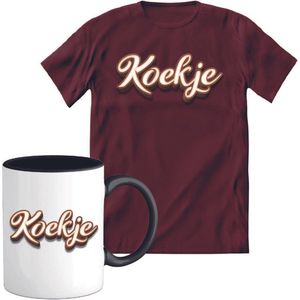 T-Shirtknaller T-Shirt met Koffiemok | Koekje - Koffie Kleding | Heren / Dames Shirt met Mok Cadeau | Kleur rood | Maat XL