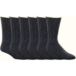 Wollen sokken | 100% Scheerwol | Dames & Heren | Kleur: Antraciet | Diverse maten | 6 paar