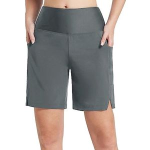 Dames Badshorts knielang, sneldrogend met UV-bescherming en hoge taille