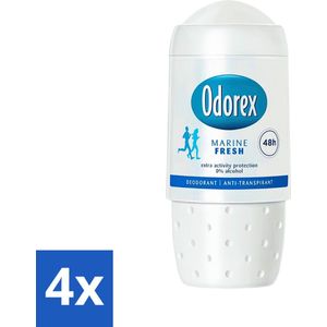 4 x Odorex - Deodorant Roller - Marine Fresh - Verfrissende Bescherming - 50 ml - Deodorant - Antitranspirant - Alcoholvrij - Deodorant Roller - Frisse Geur