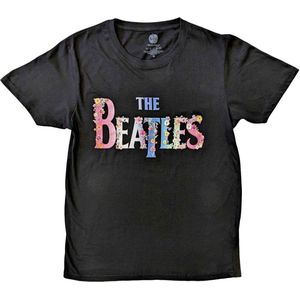 The Beatles - Floral Logo Heren T-shirt - L - Zwart