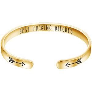 Marama - armband - best fucking bitches - ingegraveerd - goud - RVS - damesarmband - cadeau - vriendschap