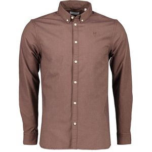 Knowledge Cotton Overhemd - Slim Fit - Bruin - 3XL Grote Maten
