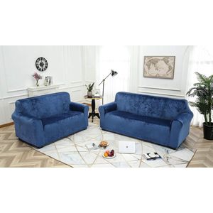 Fluwelen Zachte En Dikke Sofa Hoes Antislip Stijlvolle Hoes Voor Meubels Fluwelen Hoes Voor Hoesjes Stijlvolle Moderne Hoes Voor Fluwelen Pluche Meubels(2-Zits, Donkerblauw)