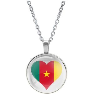 Ketting Glas - Hart Vlag Kameroen