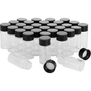 Inovra Plus - Glazen Sample Flesjes 5ml - Set van 50 Stuks - Zwarte Schroefdop