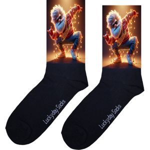 Kerstman Dep - breakdance - dans sokken - Verjaardag cadeau - Grappige sokken - Kerst sokken - Leuke sokken - Vrolijke sokken - Luckyday Socks - Kerst Cadeau sokken - Sokken waar je vrolijk van wordt - Maat 42-47