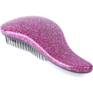 *** Anti klit Borstel Hairbrush - Paars Glitter - Haarverzorging Kapsalon - Haarborstel -Compact en handig in gebruik - Voor moeiteloos glad en glanzend haar - van Heble® ***