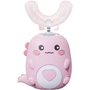 U-vormige kindertandenborstel met zachte haren, sonische siliconen tandenborstel, cadeau - roze - 2-6 jaar