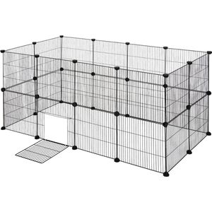 Happyment Dierenren Neri - Extra hoog - Ren - Verstelbaar - Konijnenren - Kippenren - Puppyren - Kattenren - Knaagdierenren - Zwart - 142x71x71cm