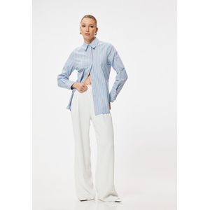 Koton Blouse  duifblauw / oranjerood / wit