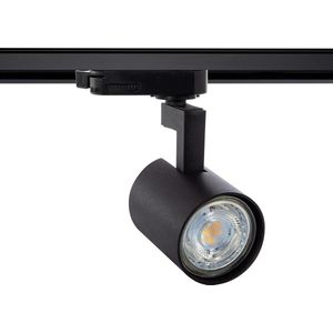 LED Railverlichting - Track Spot - Frinto - GU10 Fitting - 3 Fase - Rond - Mat Zwart - Aluminium