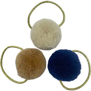 Basic haarelastiekjes met pompoms - Beach please
