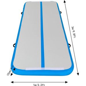 Gran Vida® - Opblaasbare Gymnastiekmat - Inclusief Luchtomp - Blauw - 300 x 100 x 10