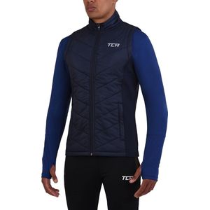 TCA Mannen Excel Hardloper Wandelen Wandelen Lichtgewicht Thermisch Gewatteerd Gilet met Ritszakken - Donkerblauw, L