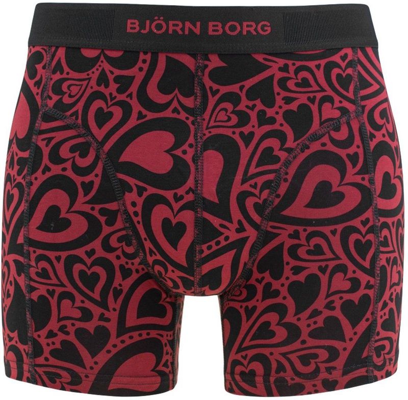 Björn Borg heren cotton stretch boxer hearts rood & zwart