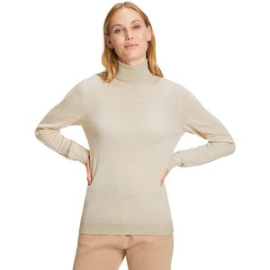 FALKE Basic Roll Neck New Merino elegante klassieker wol coltrui dames beige - maat XL