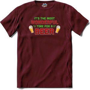 It's the most wonderful time for a beer - foute bier kersttrui - T-Shirt - Heren - Burgundy - Maat M