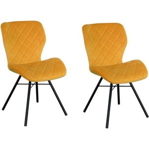 Marieke velvet stoel - Velvet - Oker Geel - Set van 2