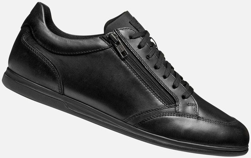 Geox - U RENAN - Sneakers - Zwart - Laag - Ritssluiting en Vetersluiting