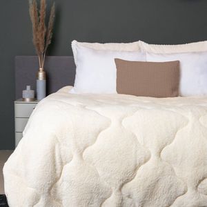 Zavelo Easy All-in-one- Dekbed Teddy Creme - Lits-Jumeaux 240x200 cm - Lazy Dekbed zonder overtrek - Wasbaar Dekbed - Zomerdekbed & Winterdekbed