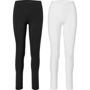 Merry Style Dames Leggings - Sport - Vrijetijdsbroek - Lang - Katoen - Sporbroek - 2-Pack -MS-MS10-198-LE-2B - Zwart/Wit - XS
