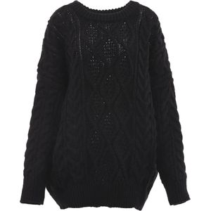 Mymo - Jumper - Zwart - Pullover Trui - Casual Snit - Grofgebreid