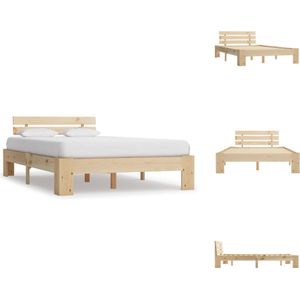 vidaXL Bedframe Grenenhout 140x200 cm - Naturel - Sterk en duurzaam - Bed