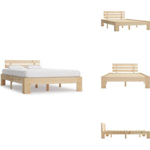 vidaXL Bedframe - Bedframes - Bed Frame - Bed Frames - Bedframe met hoofdbord massief grenenhout wit 140x200 cm