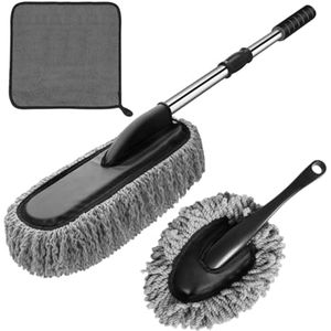 Complete Auto Reinigingsset met Uitschuifbare Stofdoek en Microvezel Handdoeken