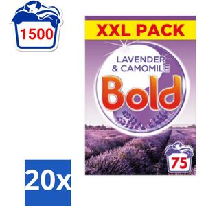 BOLD - Waspoeder - 2 in 1 - Lavendel en Kamille - 75 Wasbeurten - Bulkverpakking - 20 stuks