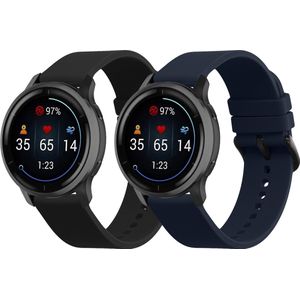 kwmobile Horlogebandjes 2x - 20mm Smartwatch - Zwart/Donkerblauw - TPU