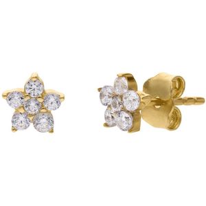Lucardi - Oorknopjes - 14 Karaat Goud - Geelgouden - Met Zirkonia