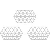 Krumble Pannenonderzetter - Set van 3 - Hexagon - Pannenonderlegger - Tafelaccessoire - Hittebestendig - Siliconen - 14 x 24 - Grijs