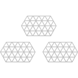 Krumble Pannenonderzetter - Set van 3 - Hexagon - Pannenonderlegger - Tafelaccessoire - Hittebestendig - Siliconen - 14 x 24 - Grijs