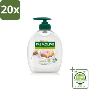 20 x Palmolive - Amandelmelk - Handzeep Met Pomp - Milde Reiniging - 300 ml - Grootverpakking - Handzeep - Amandelmelk - Verzorging - Natuurlijke Ingrediënten - Biologisch Afbreekbaar