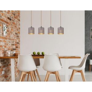 4- lichts hanglamp met zwart/goud rasterpatroon | E27 | Metaal | Woonkamer | Eetkamer