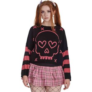 Banned - Miki Knitted Gebreide trui - XL - Zwart/Roze